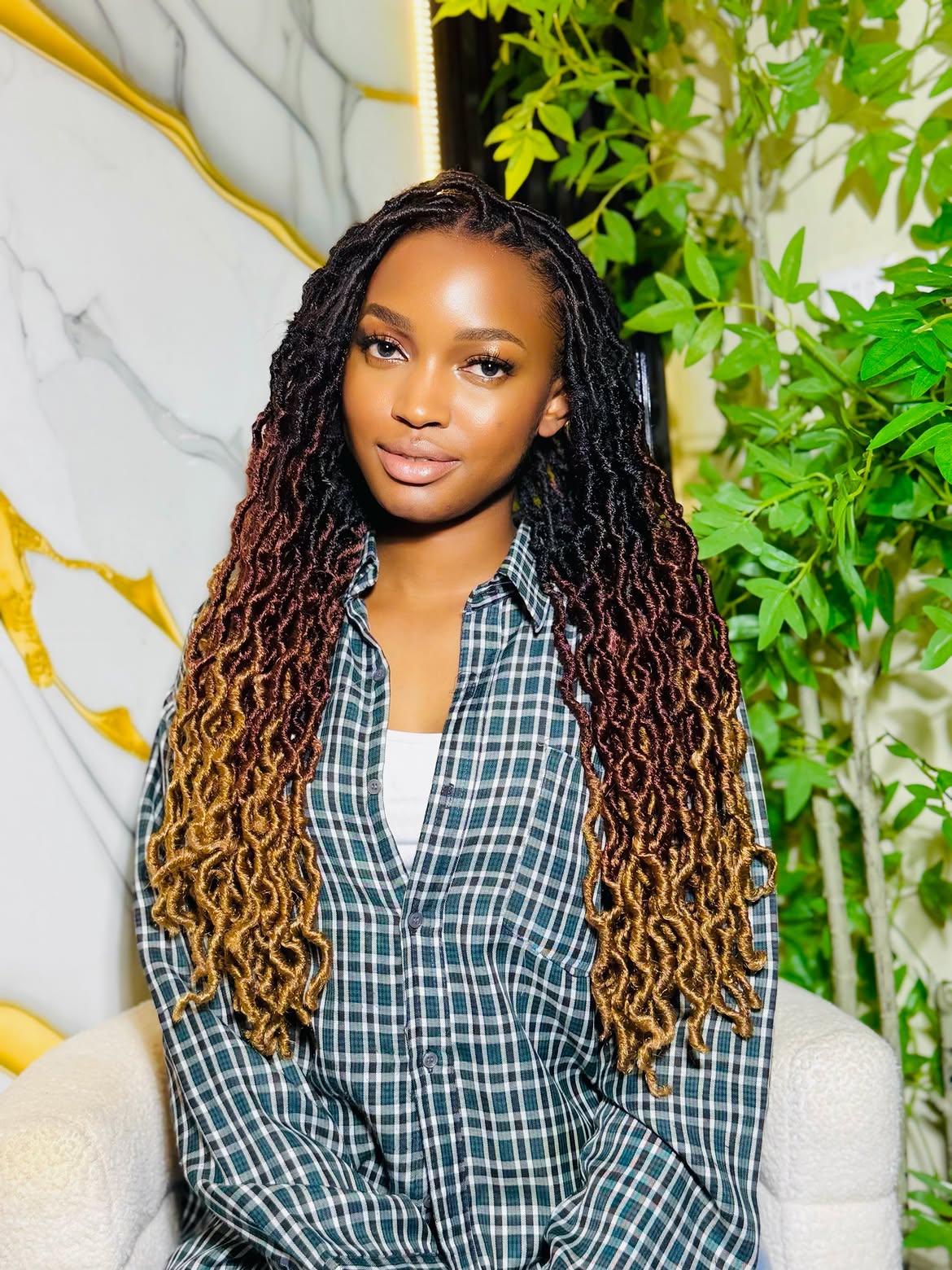 Ombre Faux Locs With Curly Ends