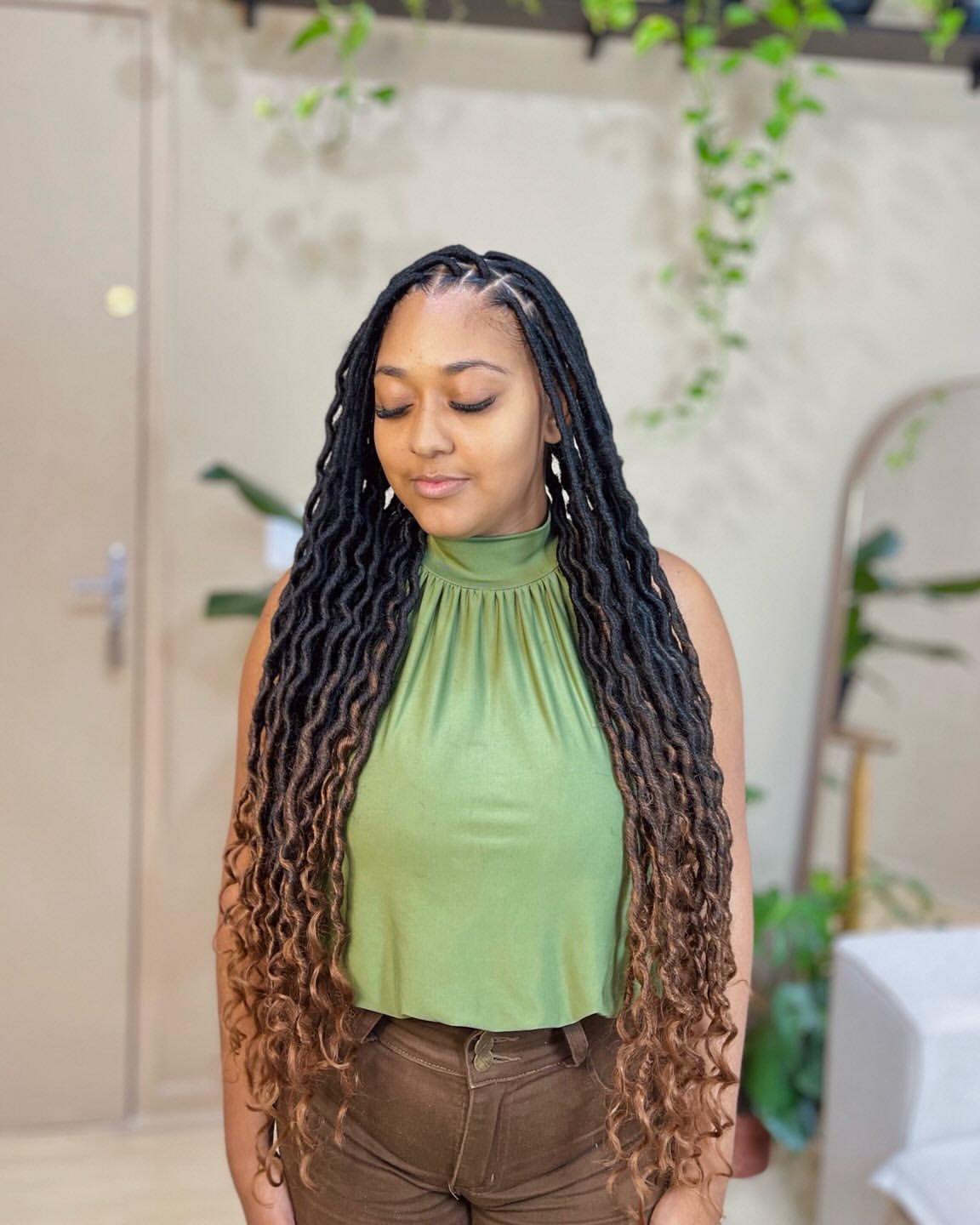 Ombre Faux Locs With Defined Curls