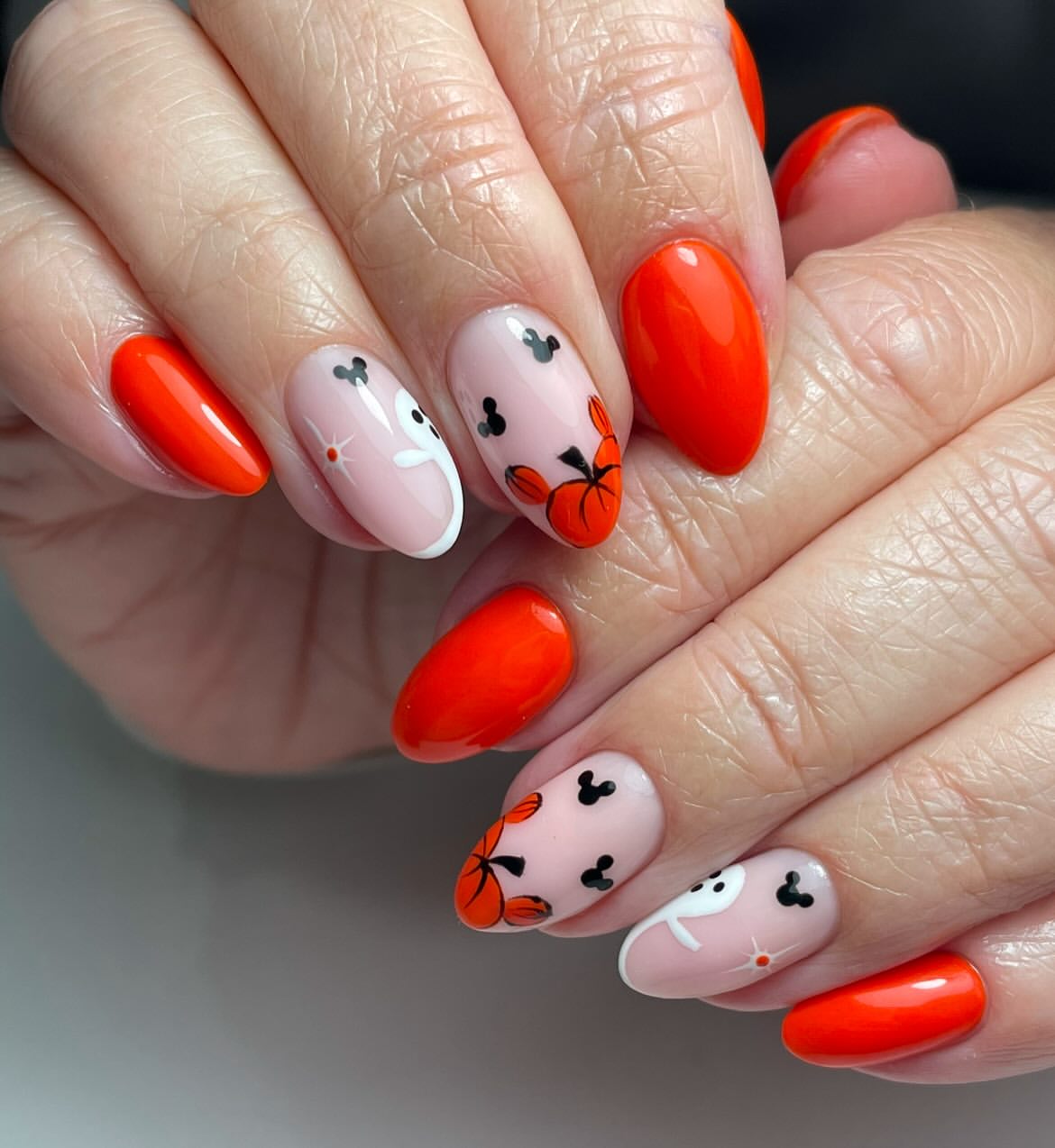 Orange Pumpkin and Ghost Nail Art