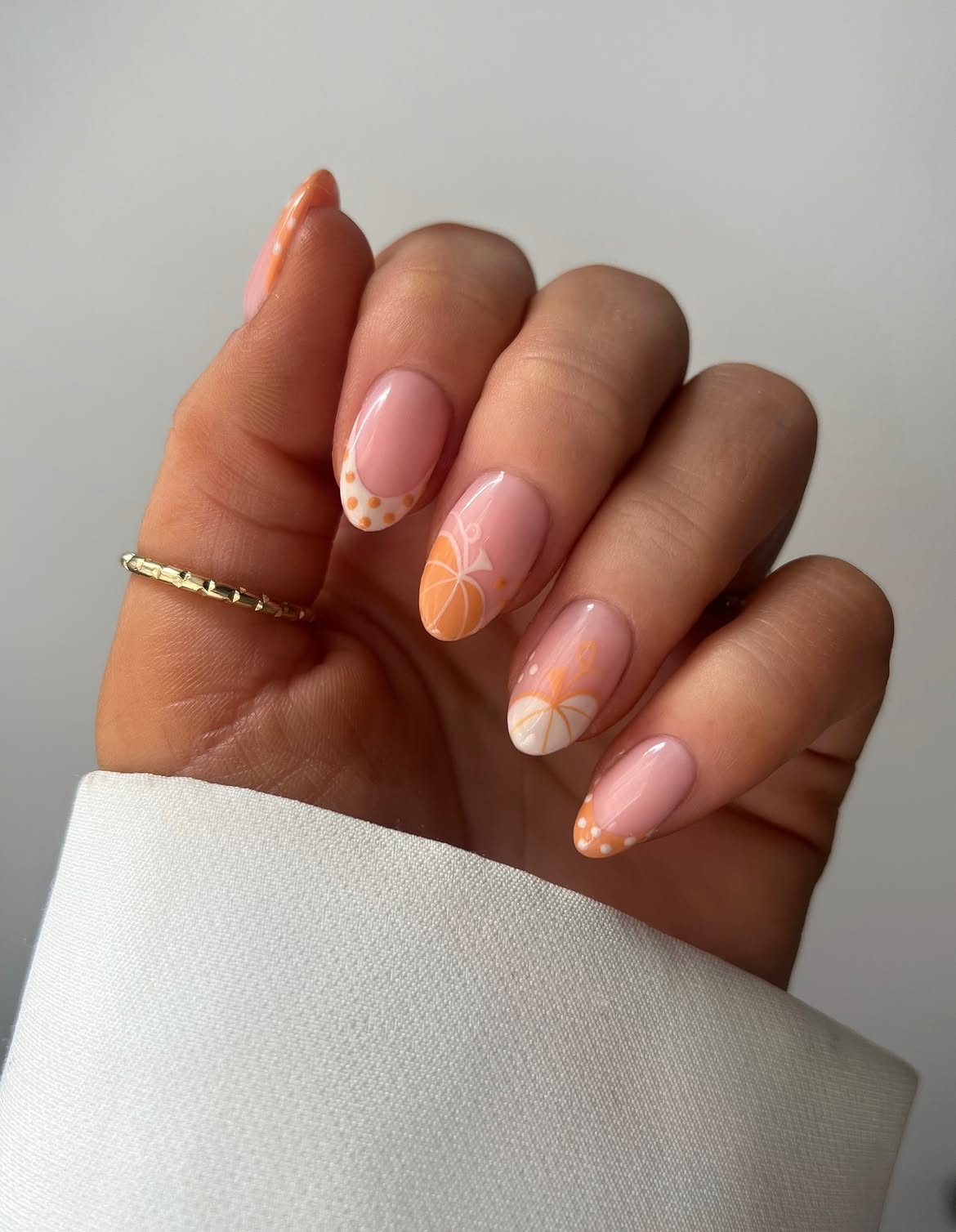 Orange Slice French Tip Almond Nails