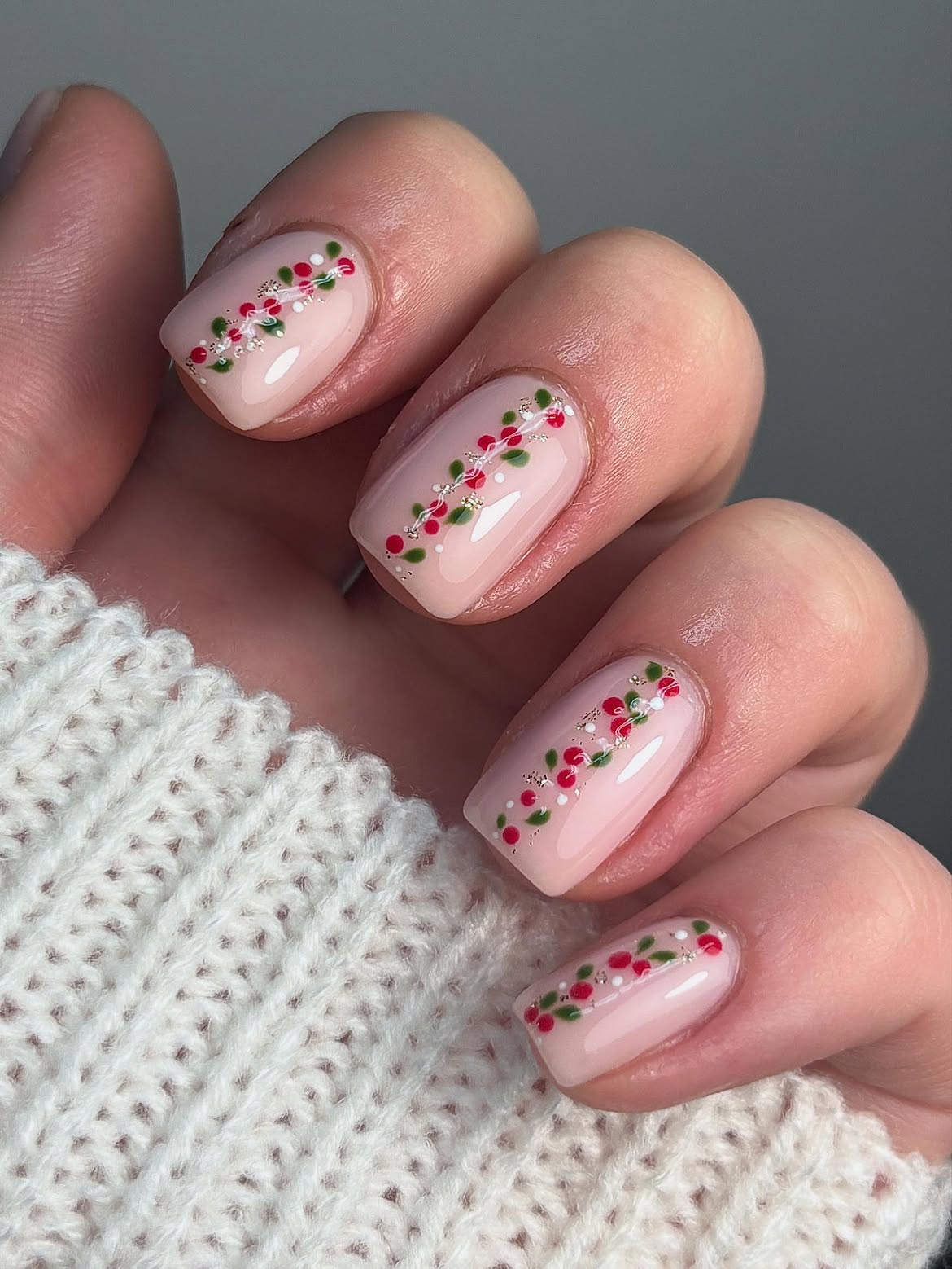 Pale Pink Cranberry Vine French Tips
