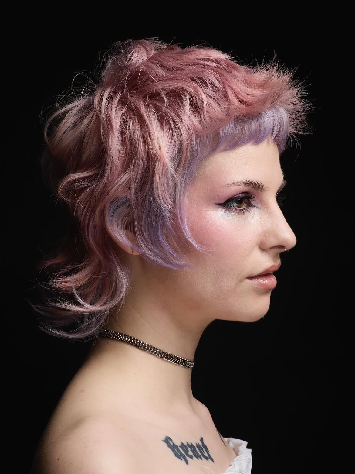 Pastel Pink Mullet With Wispy Bangs