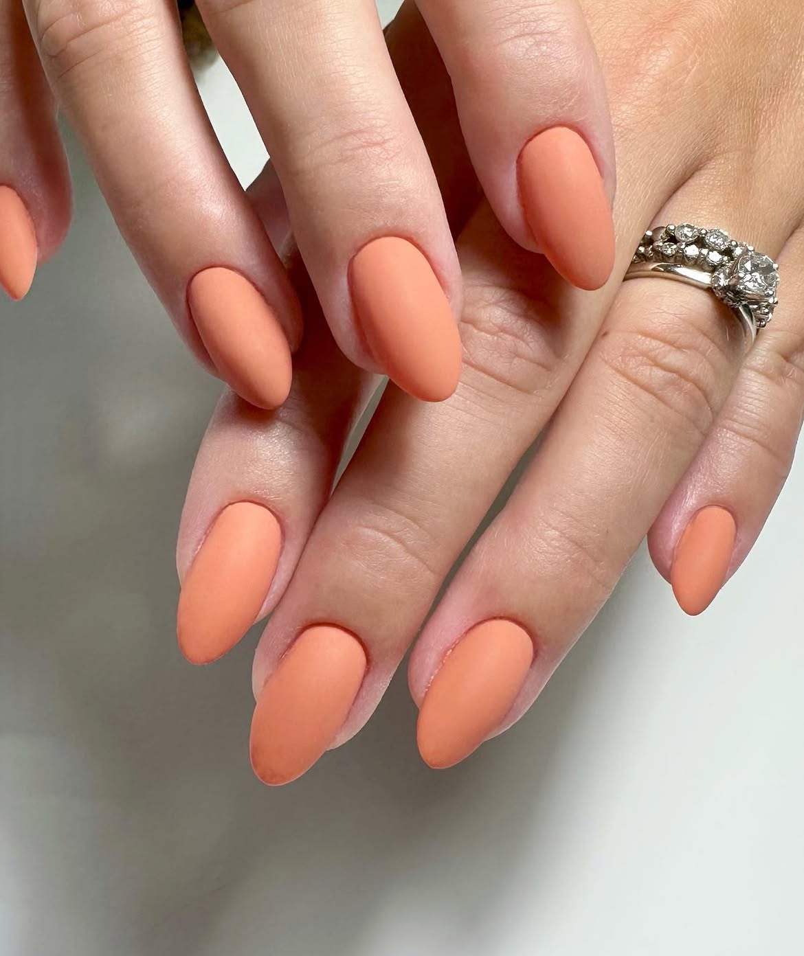 Peach Matte Almond Nails