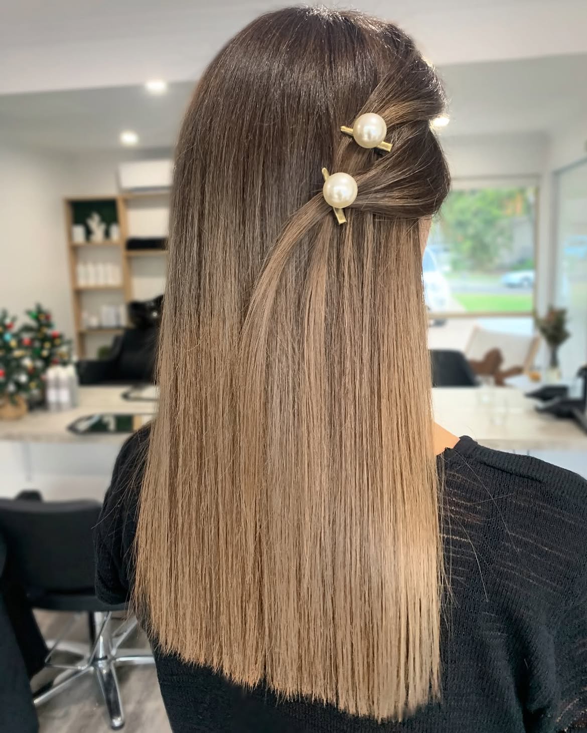 Pearl Embellished Twisted Half-Up Style
