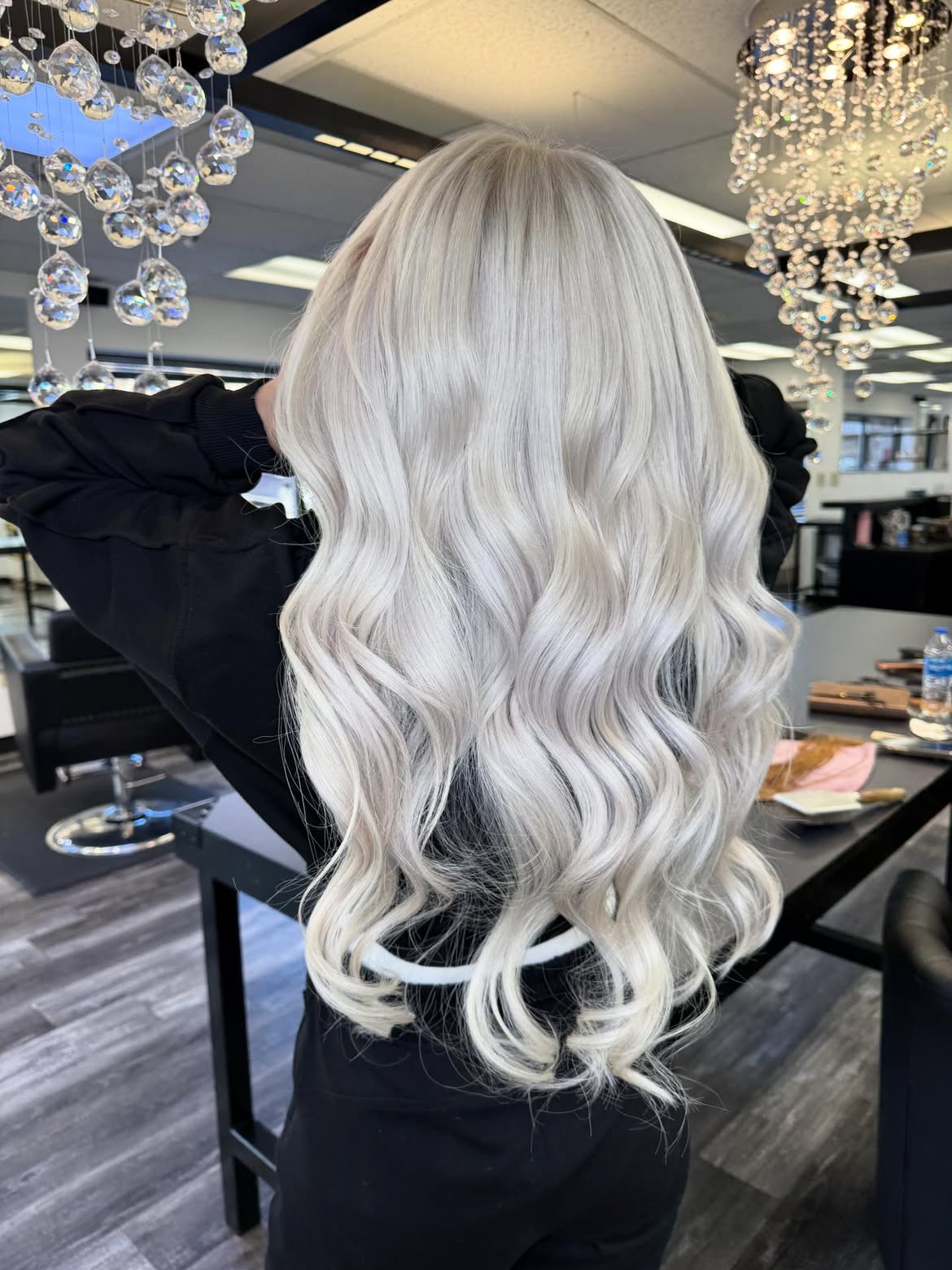 Platinum Blonde Beach Waves With Subtle Ash Tones