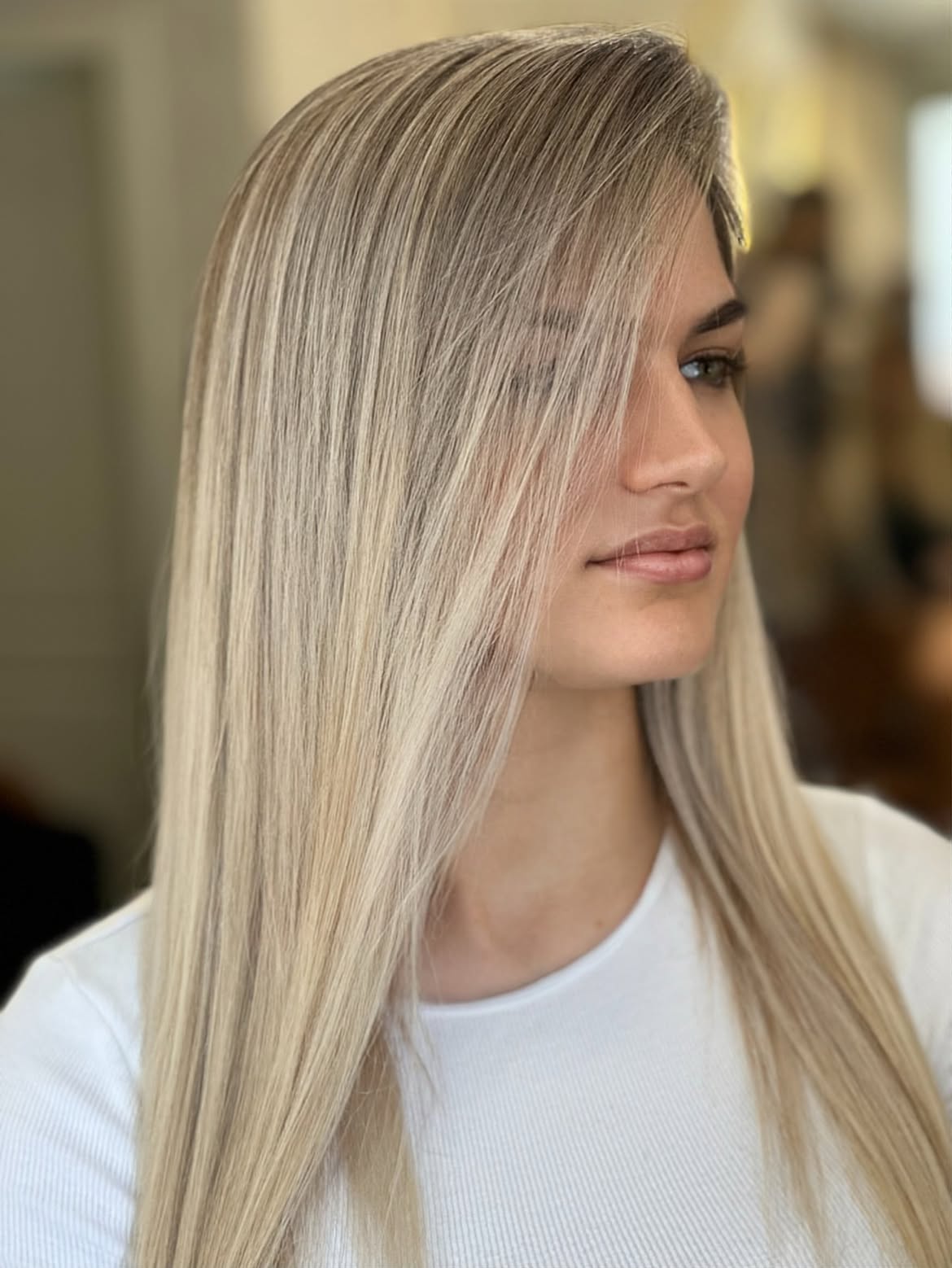 Platinum Blonde Money Piece With Seamless Blend