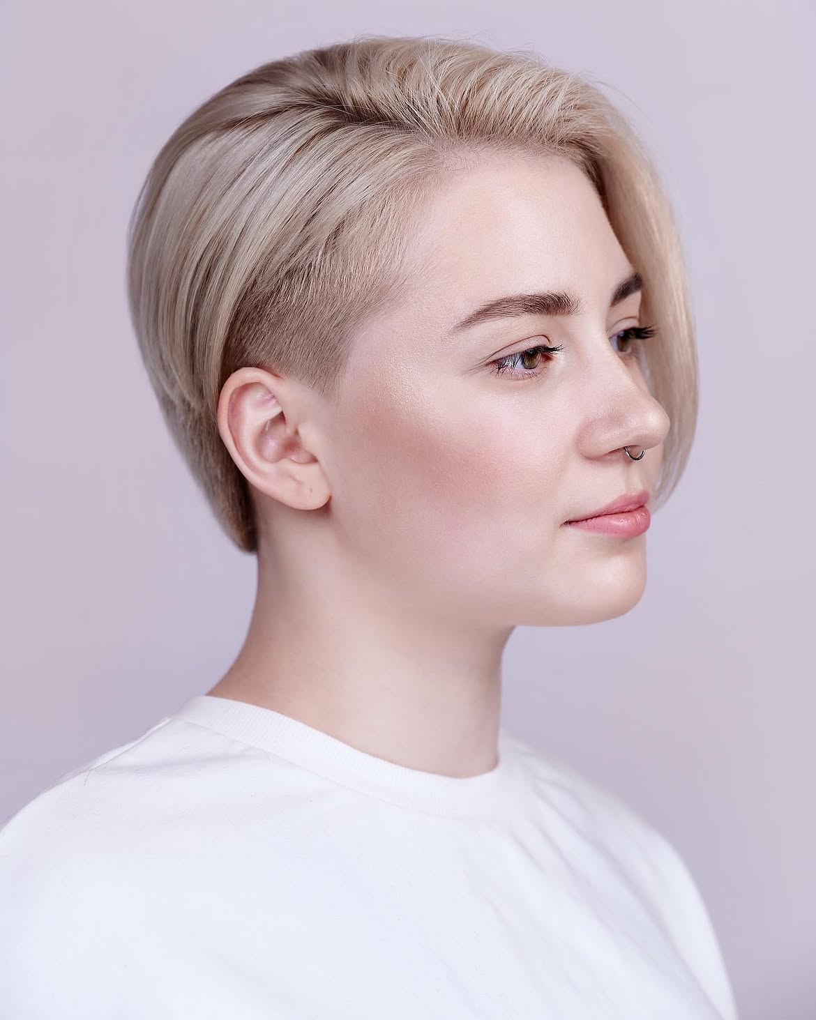 Platinum Blonde Undercut Pixie Bob With Side Sweep