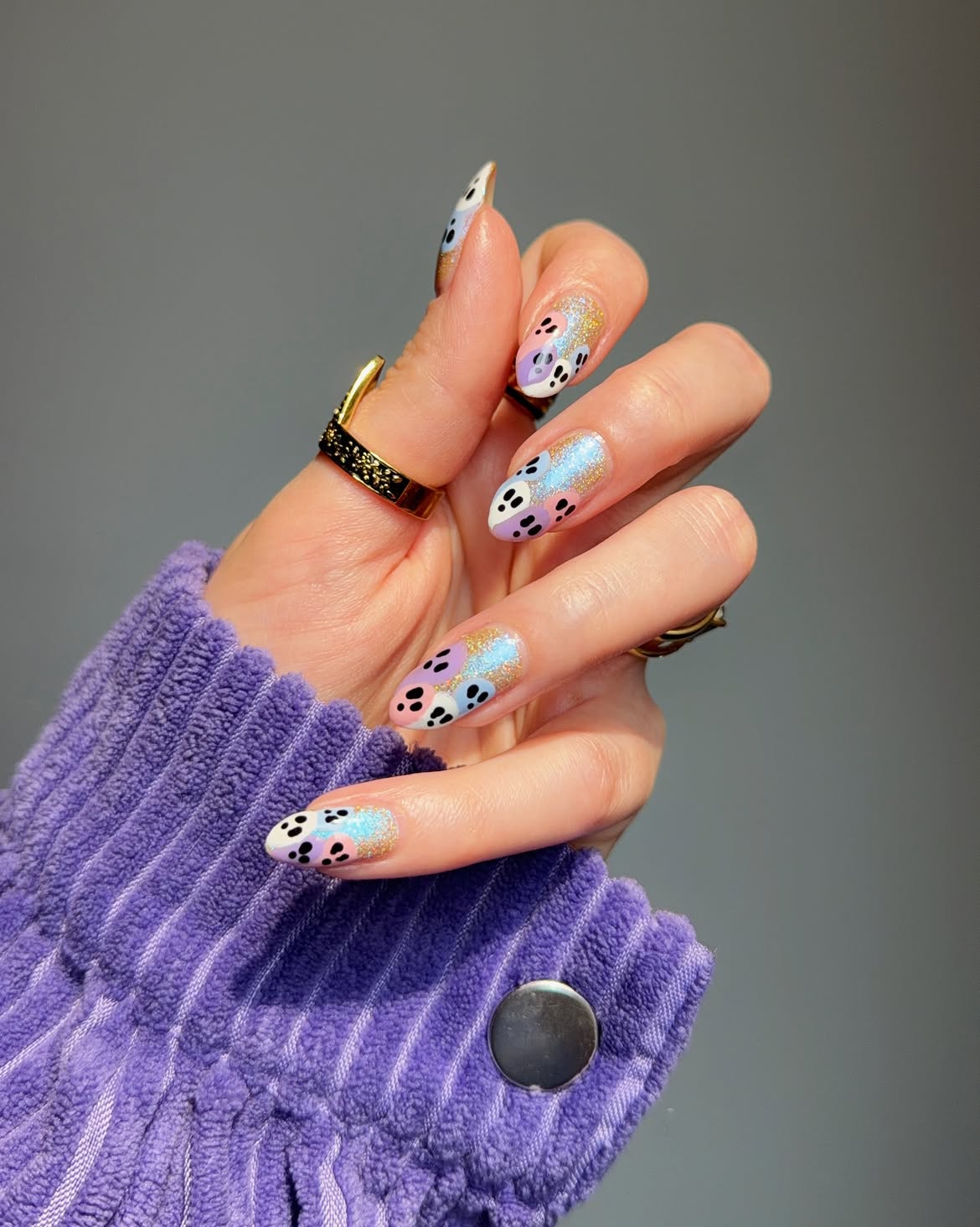 Playful Abstract Dot Aura Almond Nails