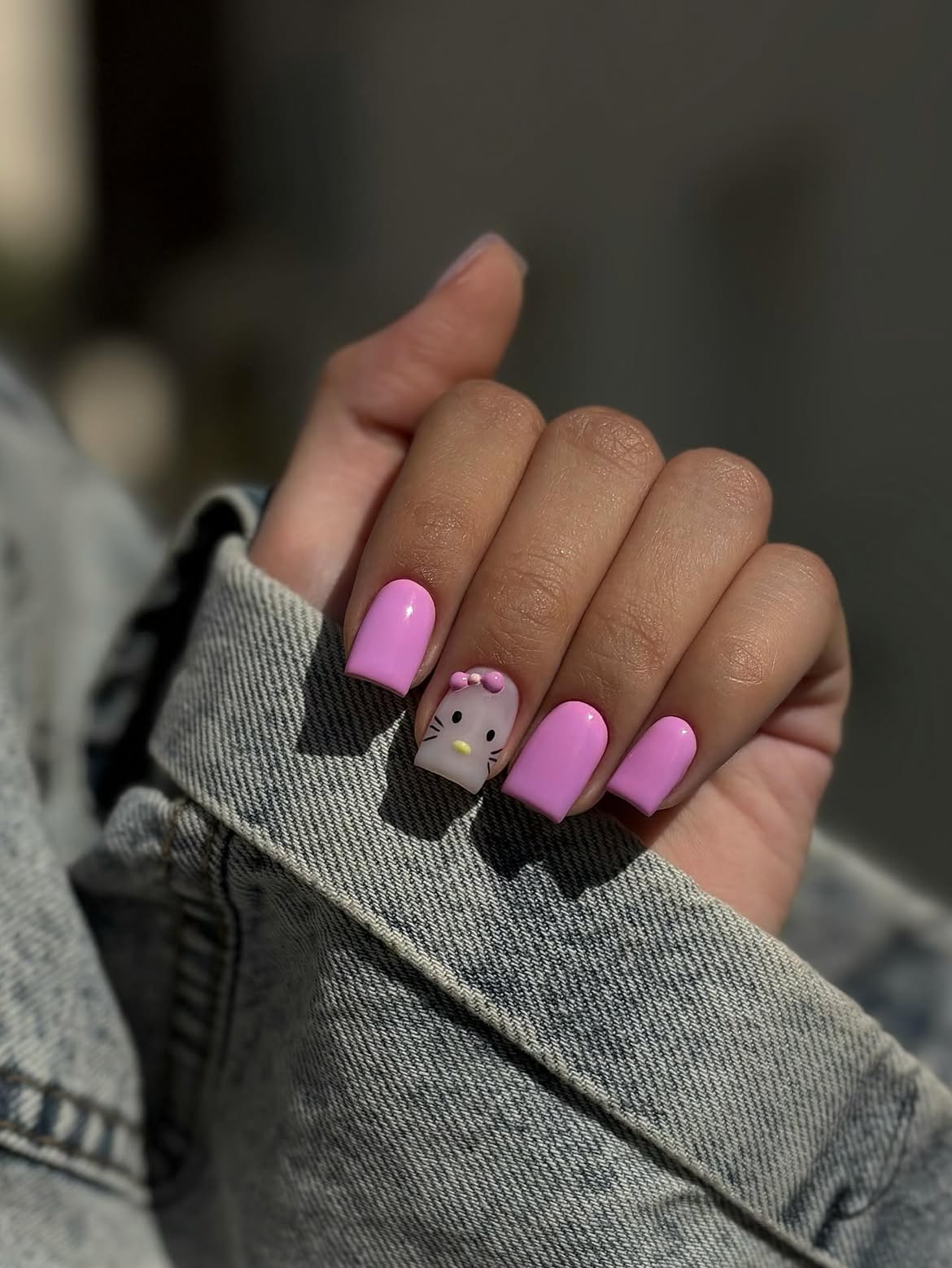 Playful Pink Hello Kitty Square Nails