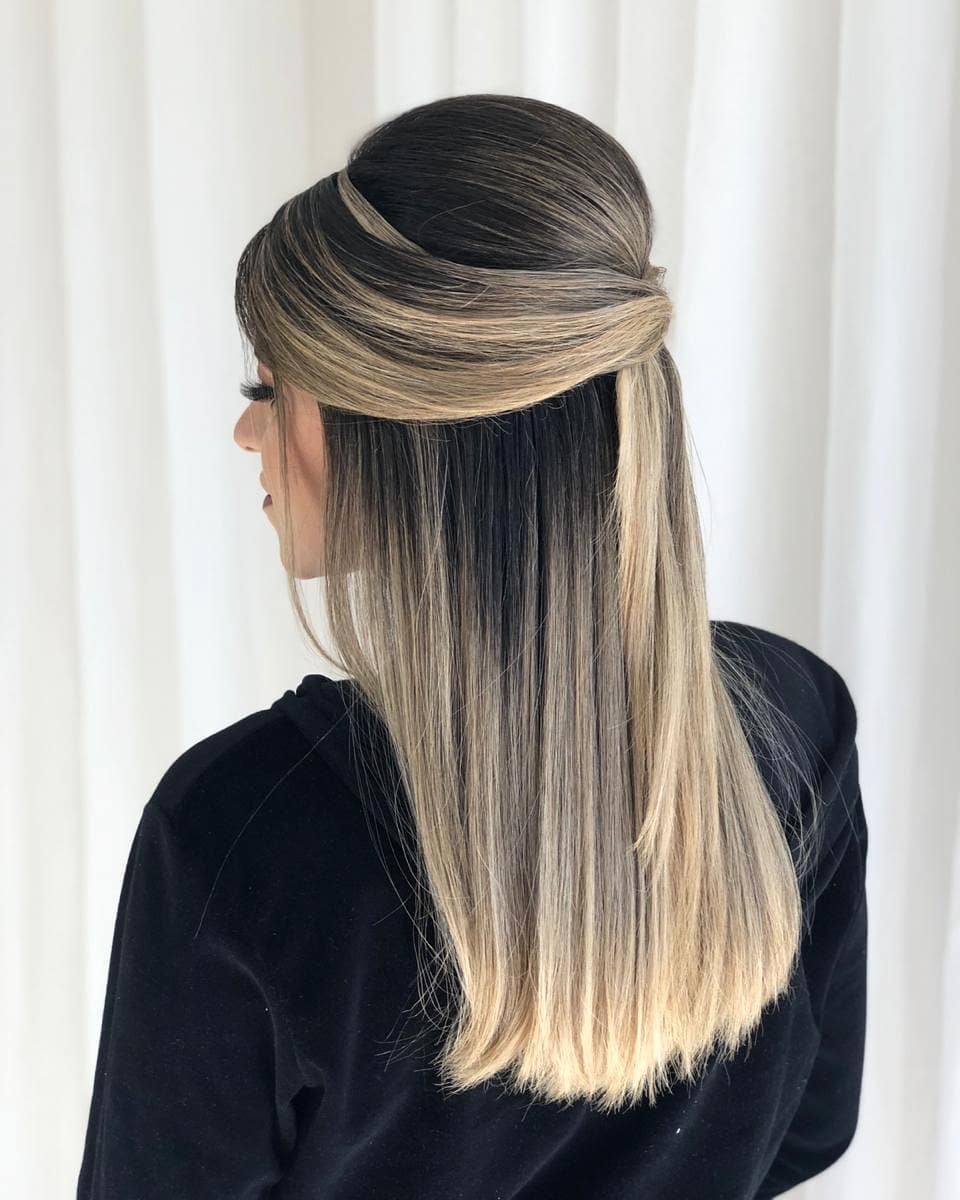 Polished Half Up Style For Professional Balayage