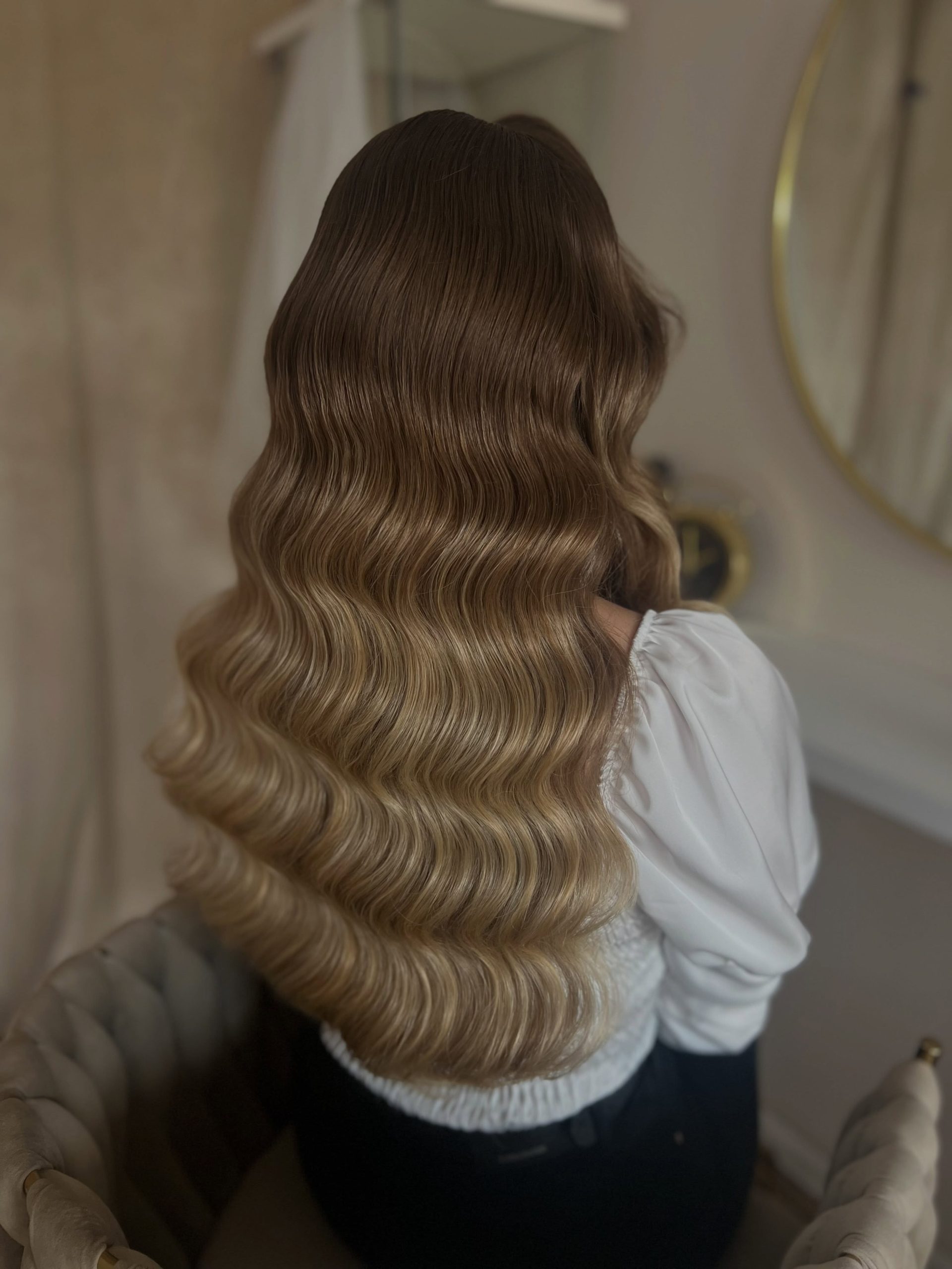 Polished Hollywood Waves On Honey Blonde Ombre