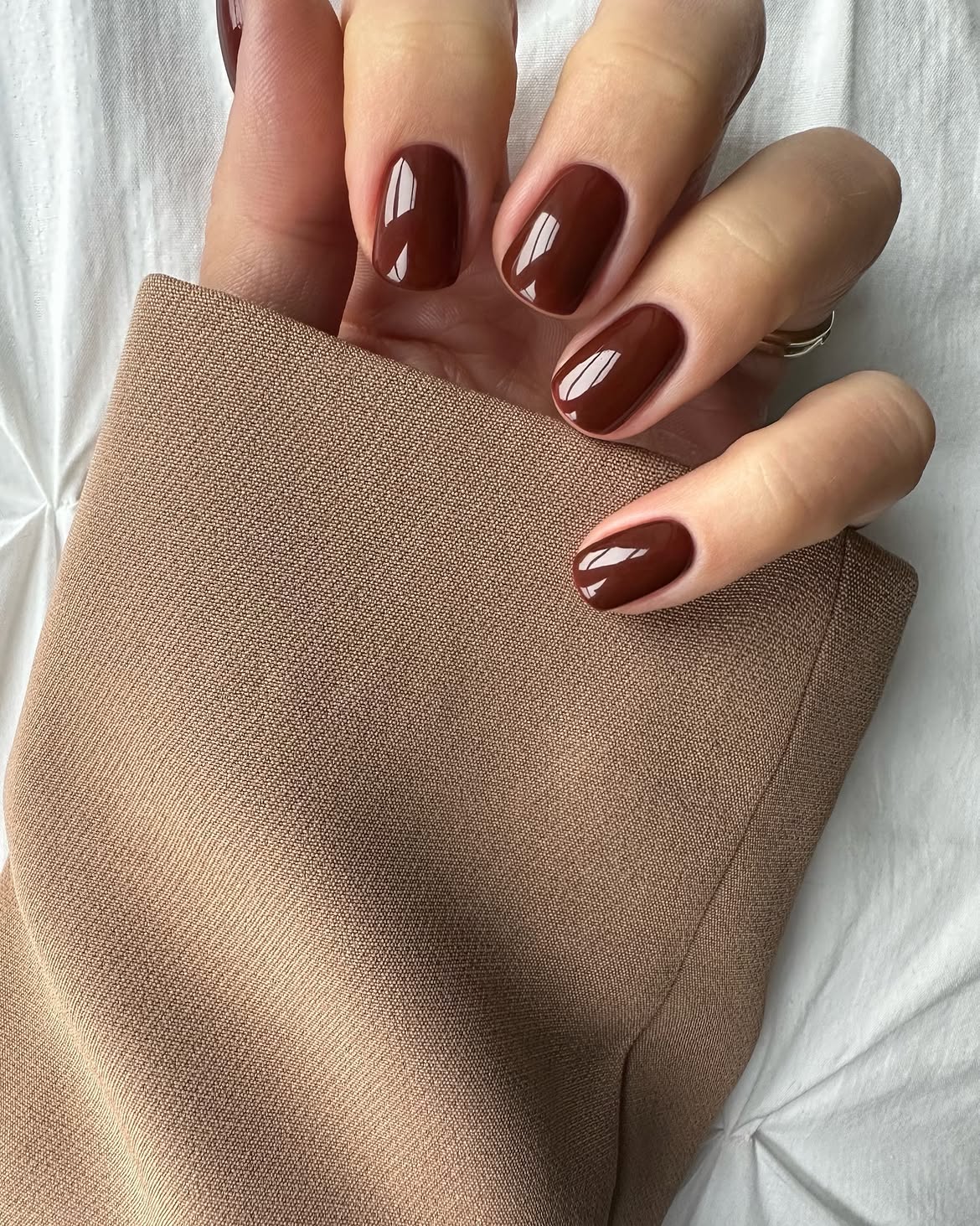 Rich Chocolate Brown High Gloss Nails