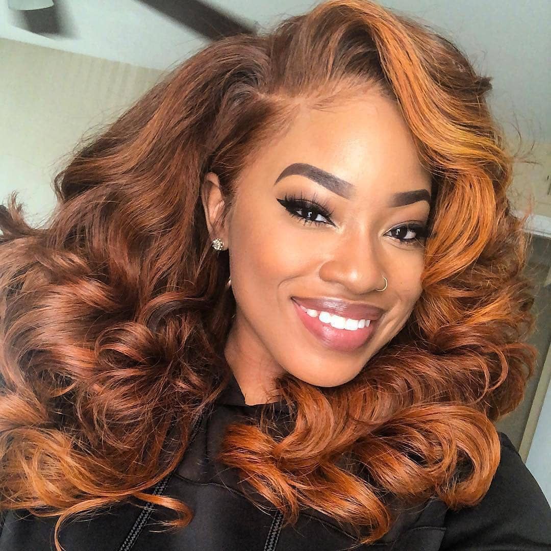 Rich Copper Curls With Dark Roots