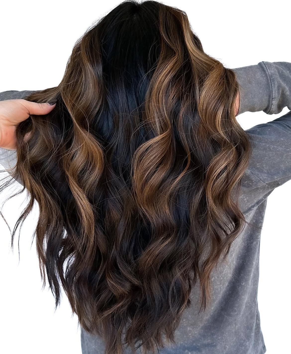 Rich Espresso Balayage With Caramel Hues