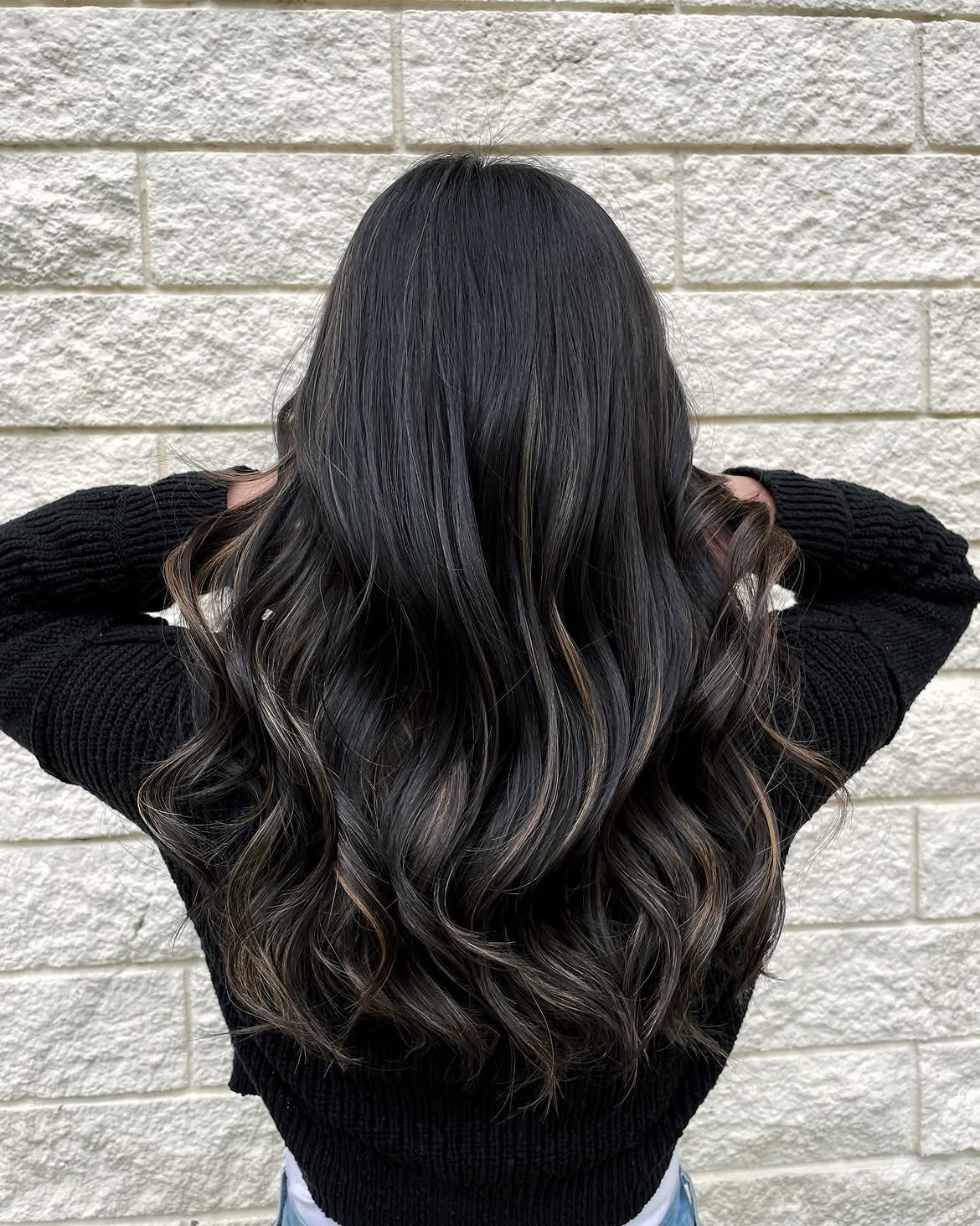 Rich Espresso Balayage With Subtle Ash Highlights