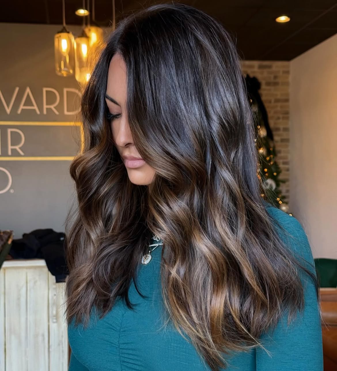 Rich Espresso With Caramel Balayage Waves