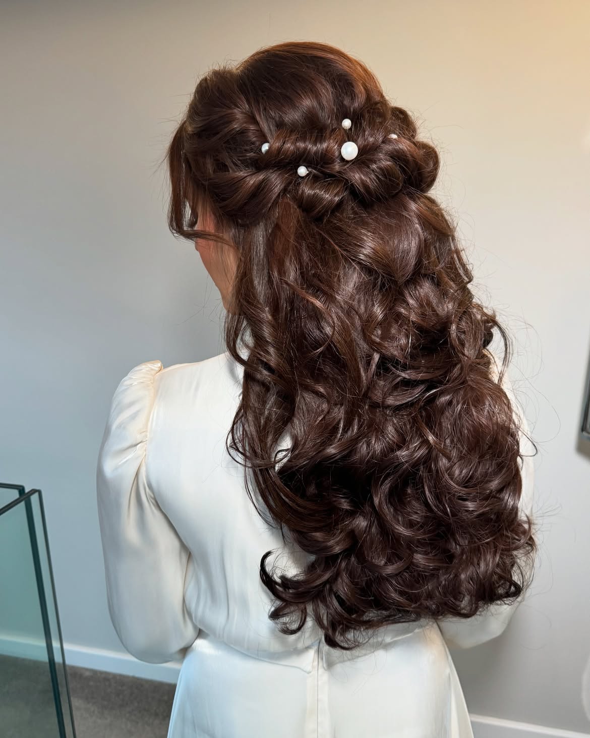Romantic Braided Updo With Pearl Accents