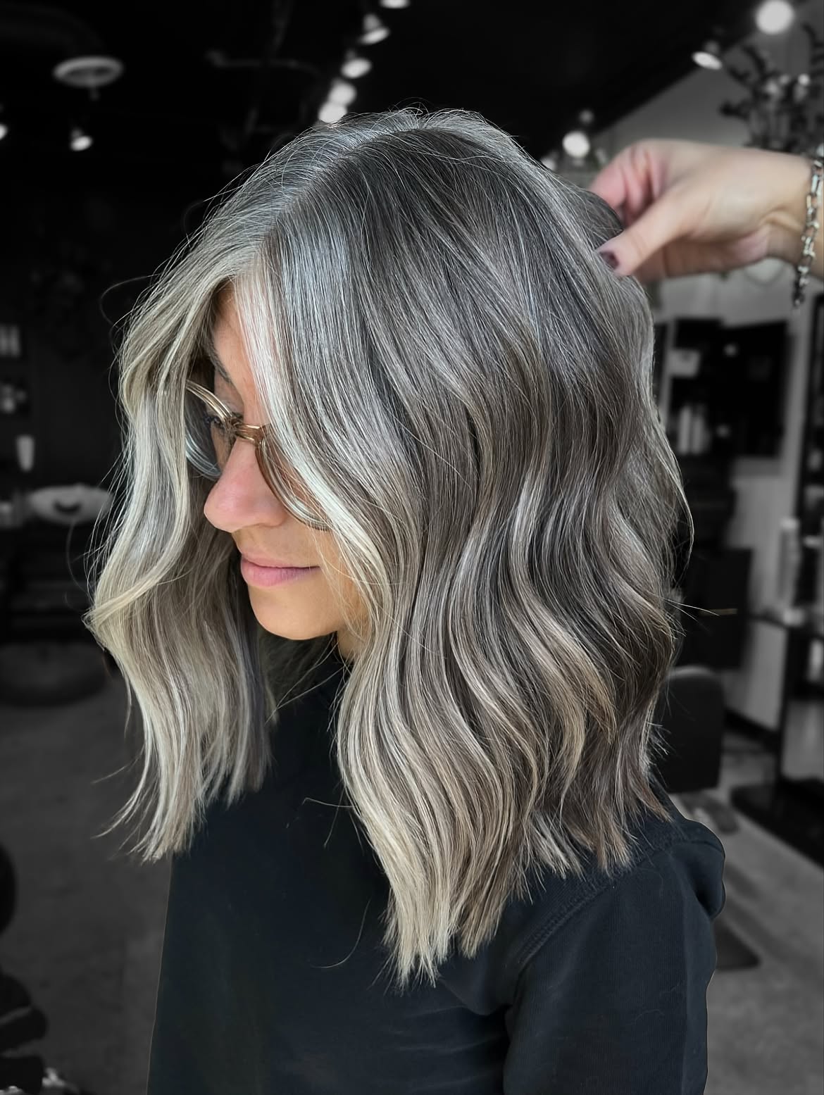 Seamless Gray Blending With Ashy Blonde Highlights