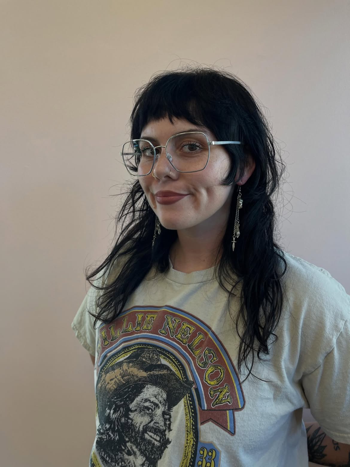 Shaggy Mullet With Choppy Bangs & Dark Waves