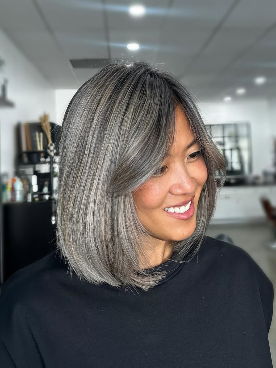 Silver Siren Collarbone Bob With Face Framing