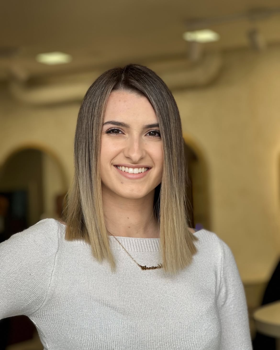 Sleek Bronde Ombre With Collarbone Length Bob