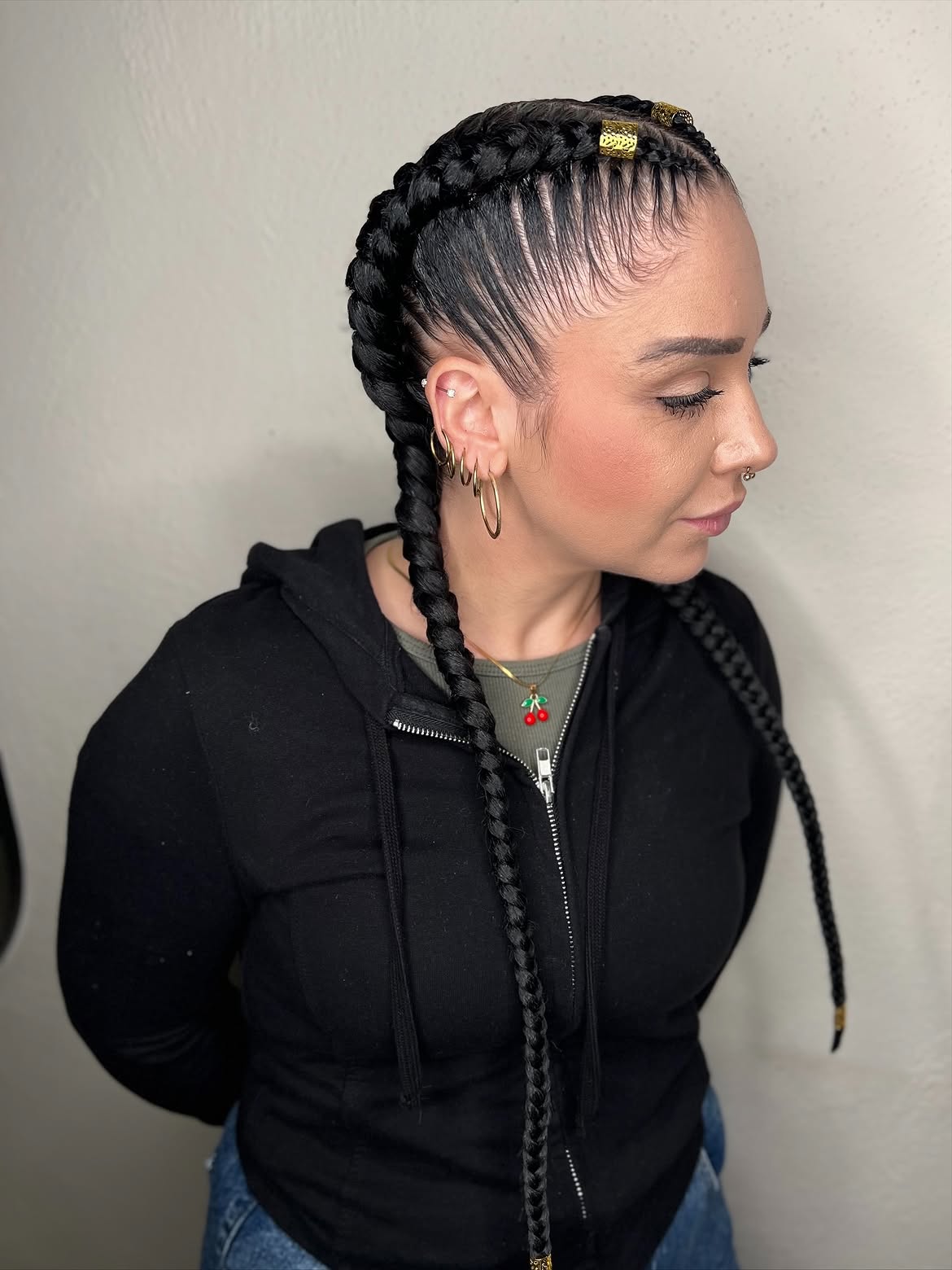 Sleek Double Dutch Braids With Baby Hairs