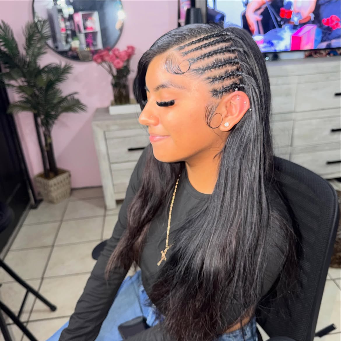 Sleek Side Braids With Laid Baby Hairs