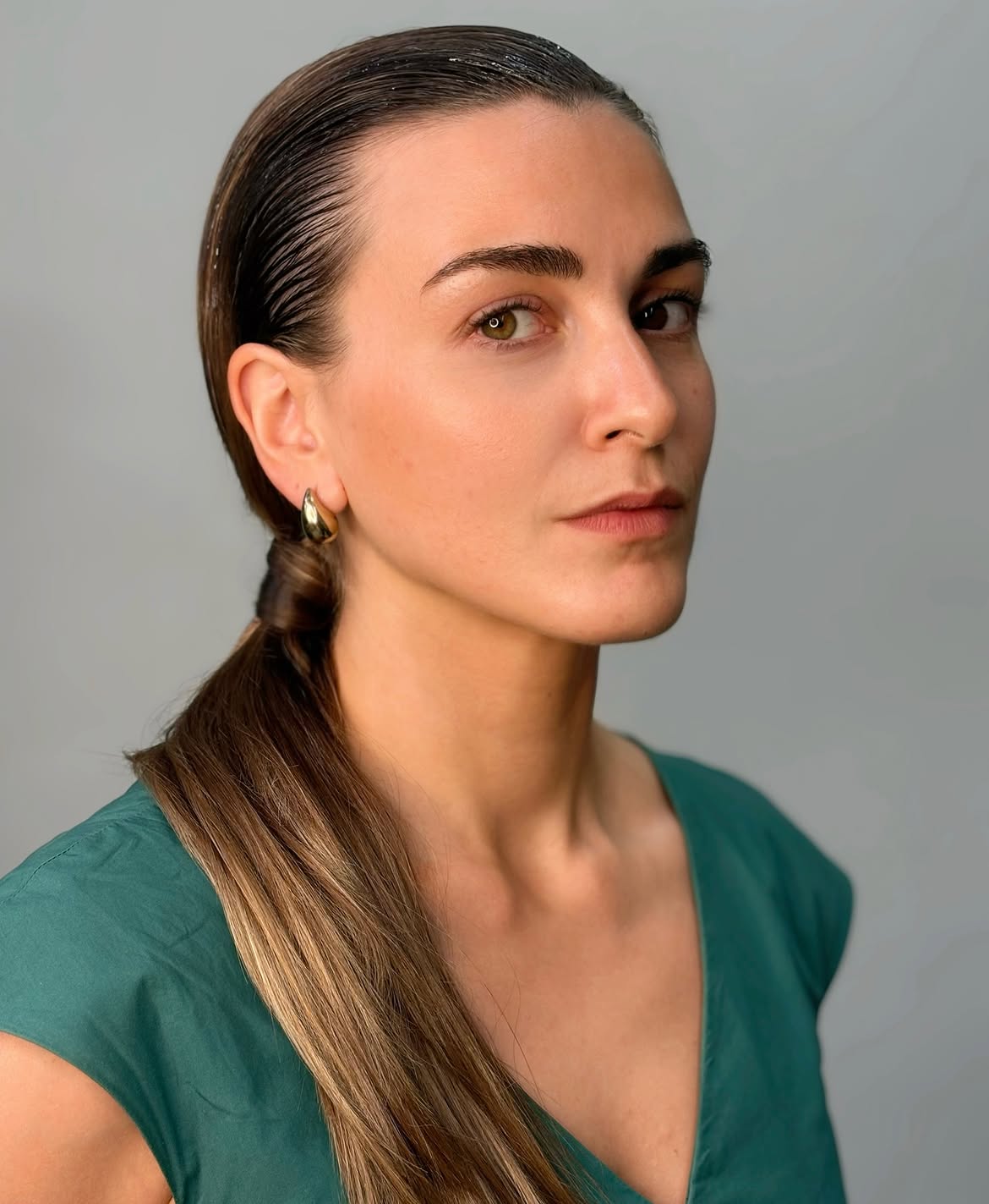 Sleek Wet Look Low Ponytail