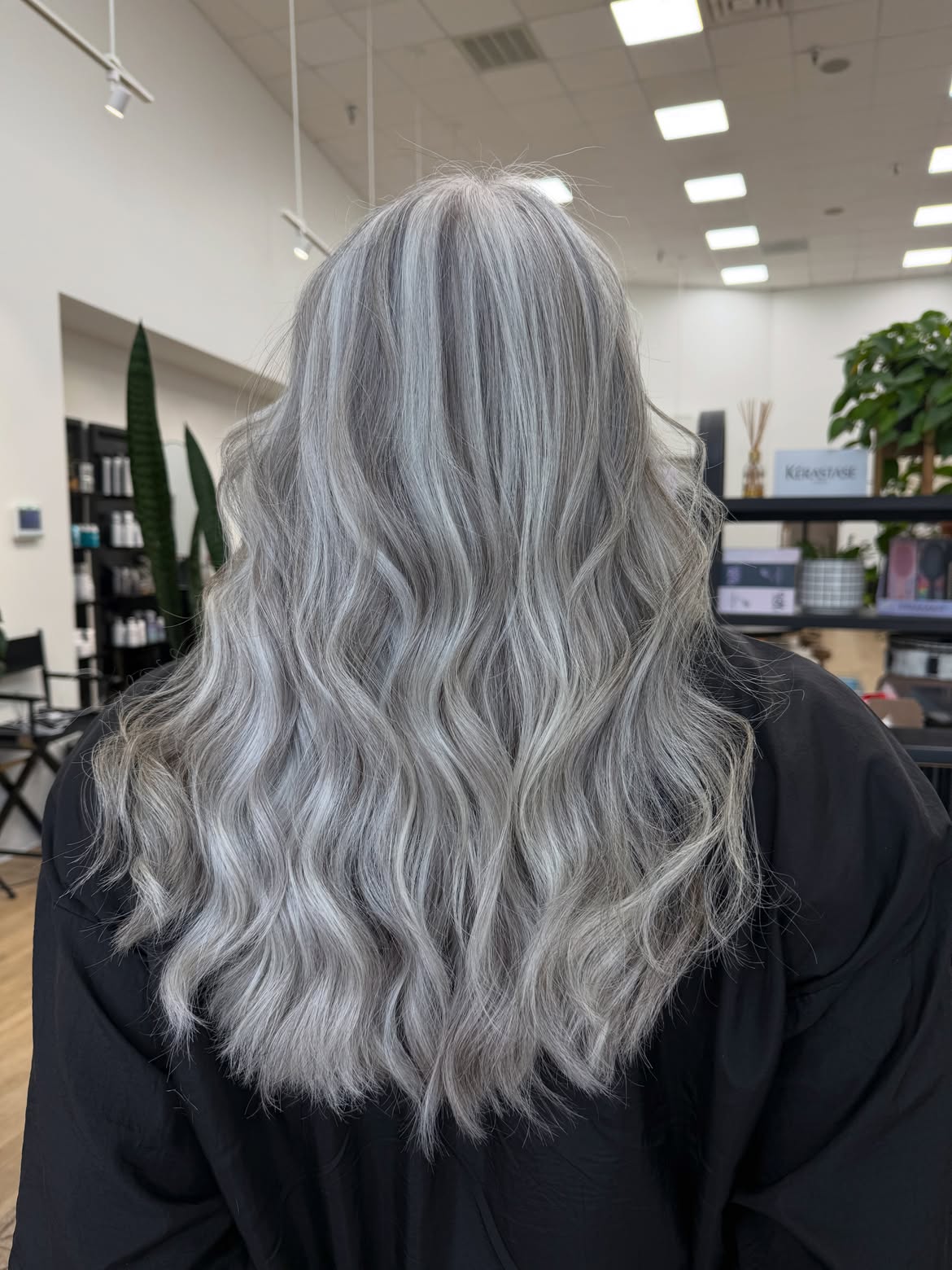 Soft Ash Blonde Gray Blending Waves
