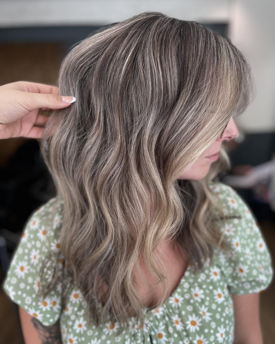 Soft Ashy Blonde Balayage With Loose Waves