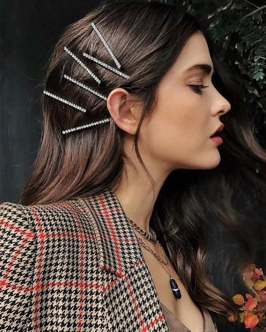 Sparkling Bobby Pin Embellishments for Wavy Hair