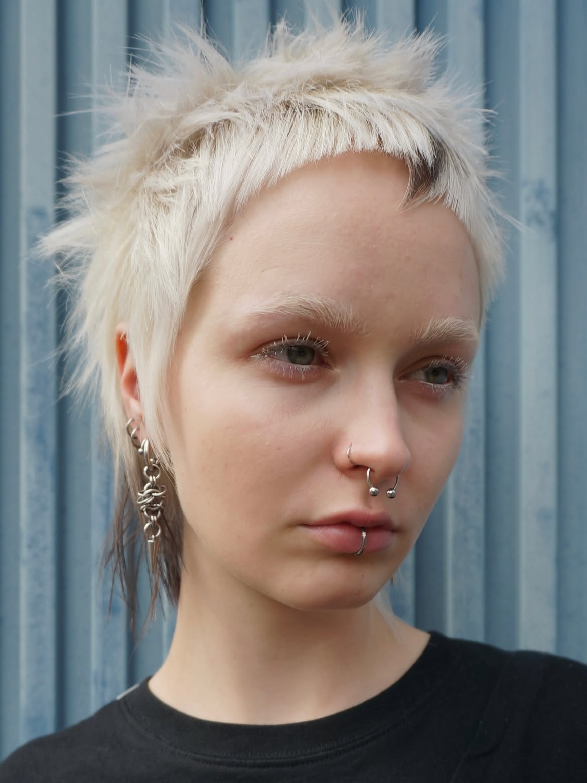 Spiky Platinum Blonde Pixie With Dark Underlayer