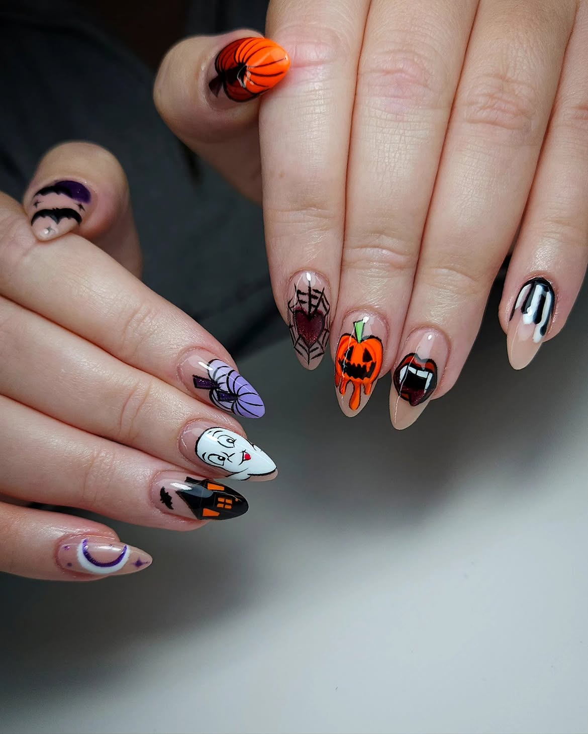 Spooky Halloween Character Almond Nails