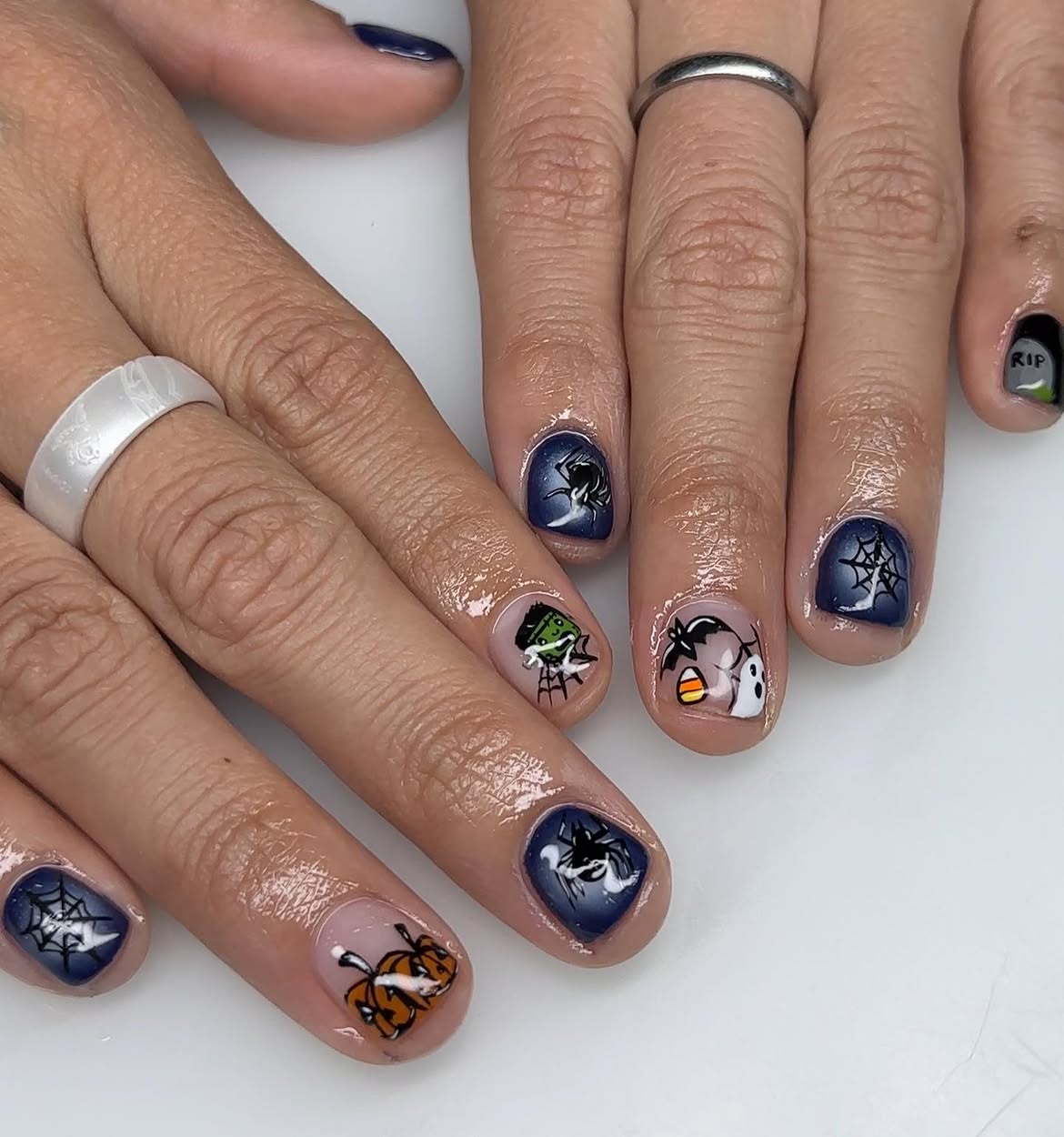 Spooky Halloween Characters Short Squoval Nails