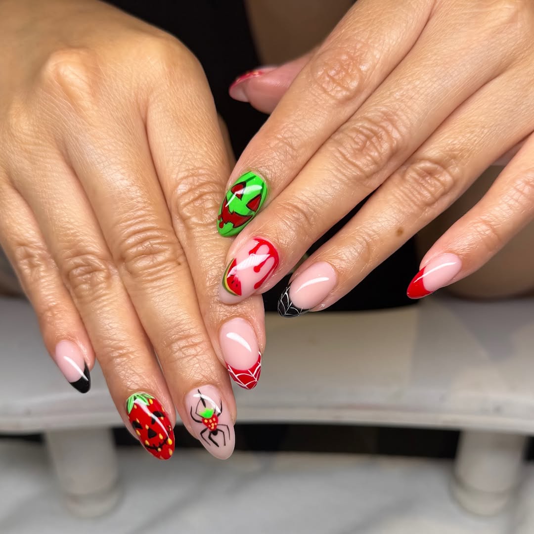 Spooky Halloween French Tip Nail Art