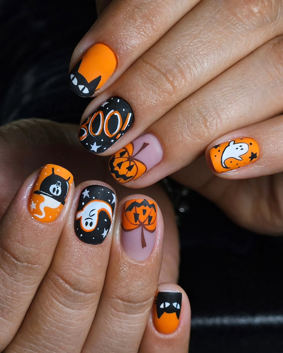 Spooky Halloween Ghost And Pumpkin Nail Art