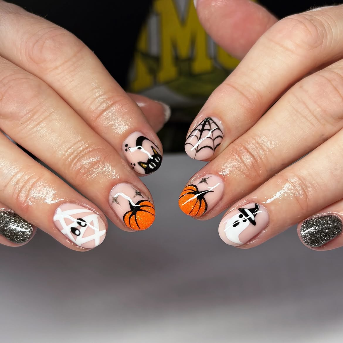 Spooky Halloween Pumpkin And Ghost Nail Art