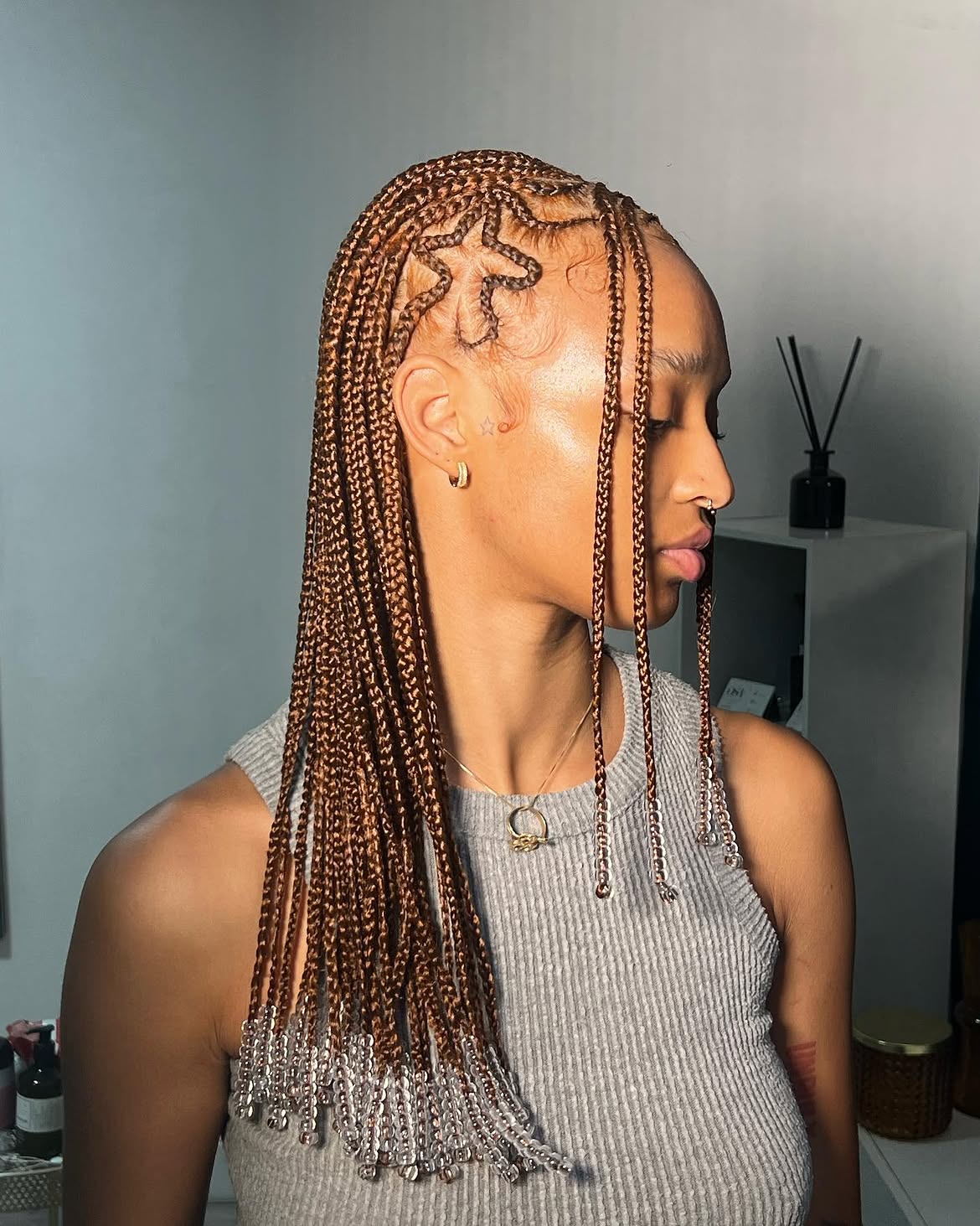 Star Shape Braids With Clear Beads