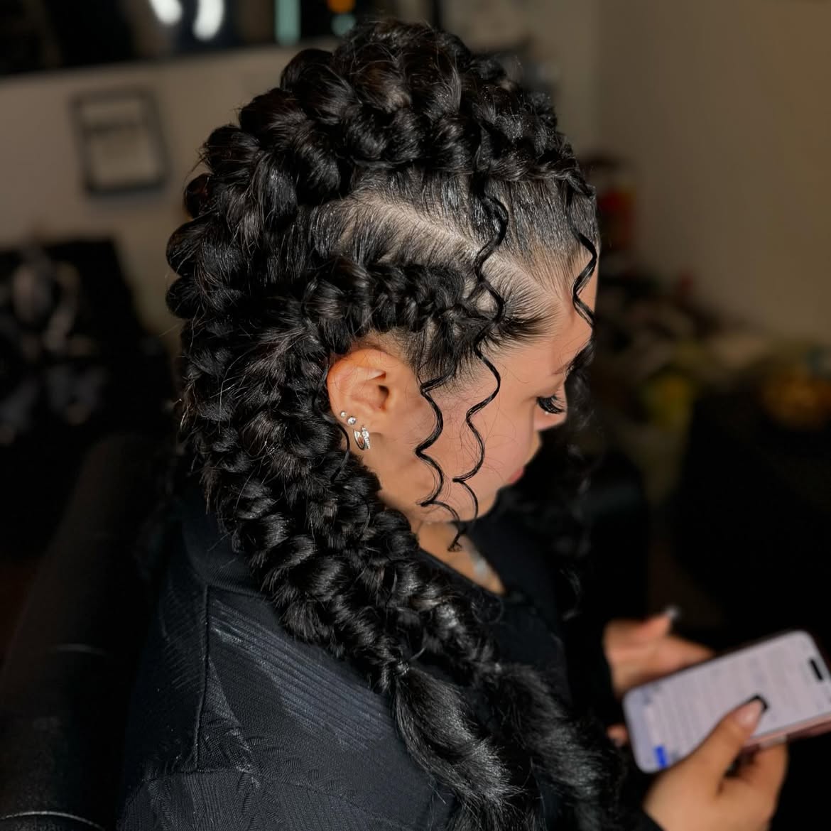 Statement Braided Mohawk With Defined Curls