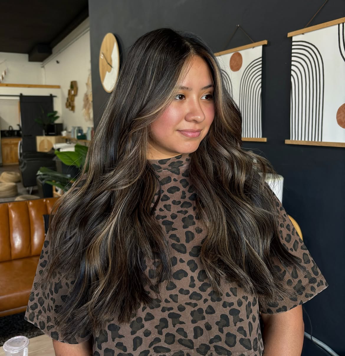 Sun-Kissed Balayage On Dark Voluminous Waves
