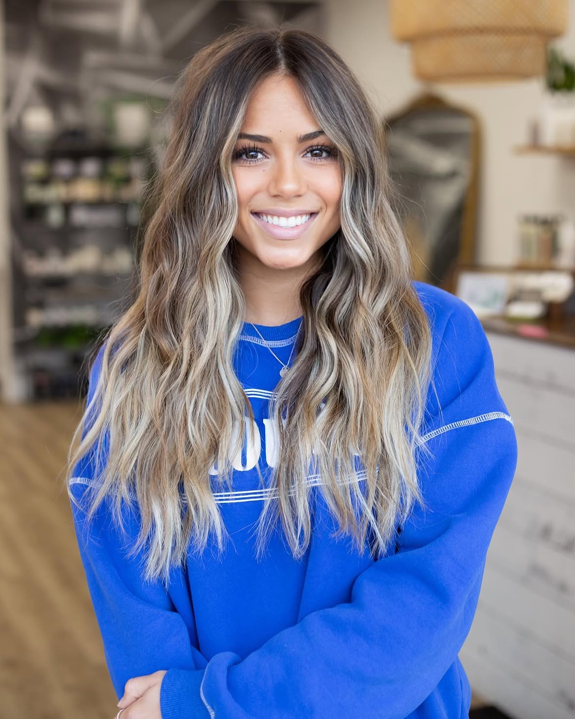Sun-Kissed Beach Waves With Honey Blonde Balayage