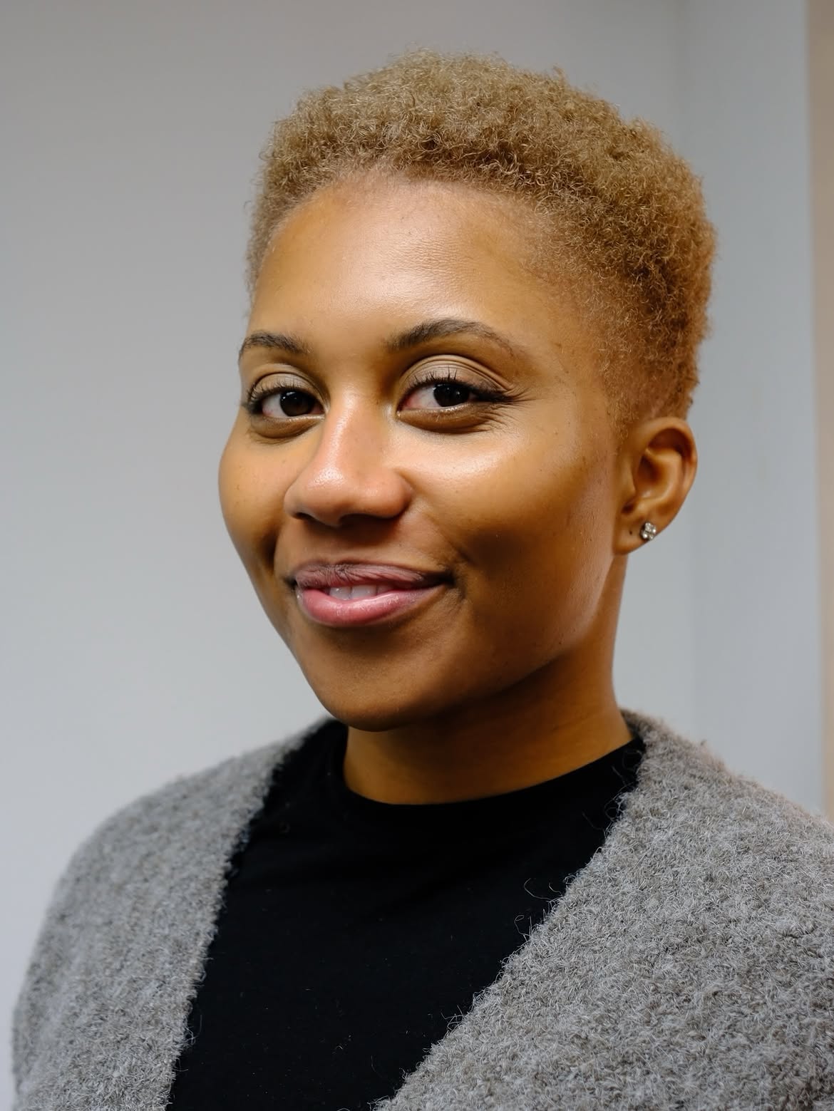 Tapered Short Natural Hair With Golden Blonde Hue