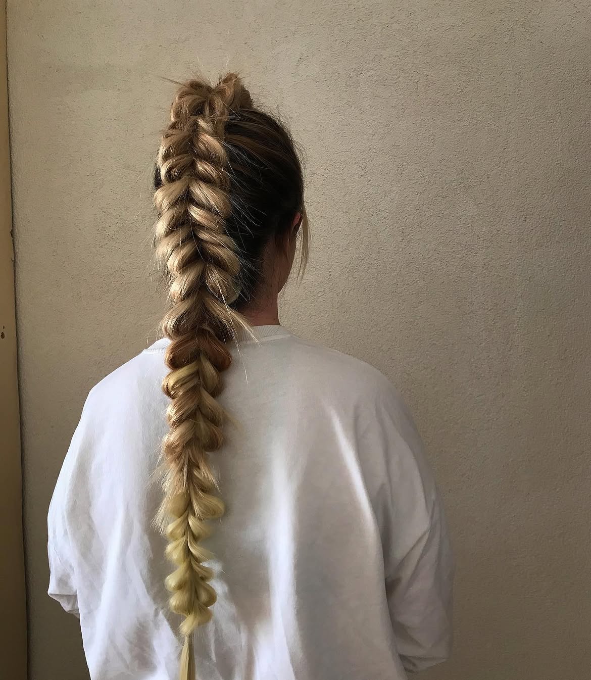 Textured Fishtail Braid With High Top Knot
