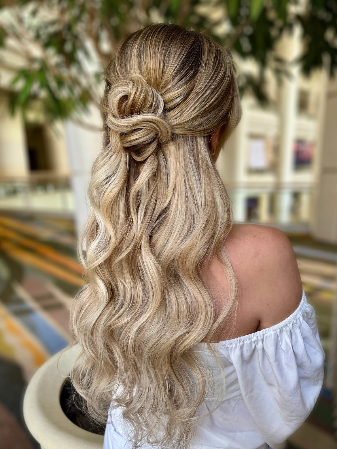 Textured Half-Up Knot With Cascading Waves