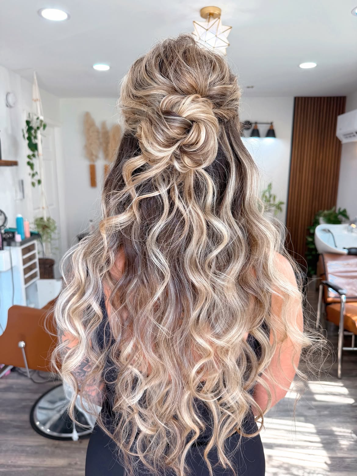 Textured Half-Up Knot With Loose Waves