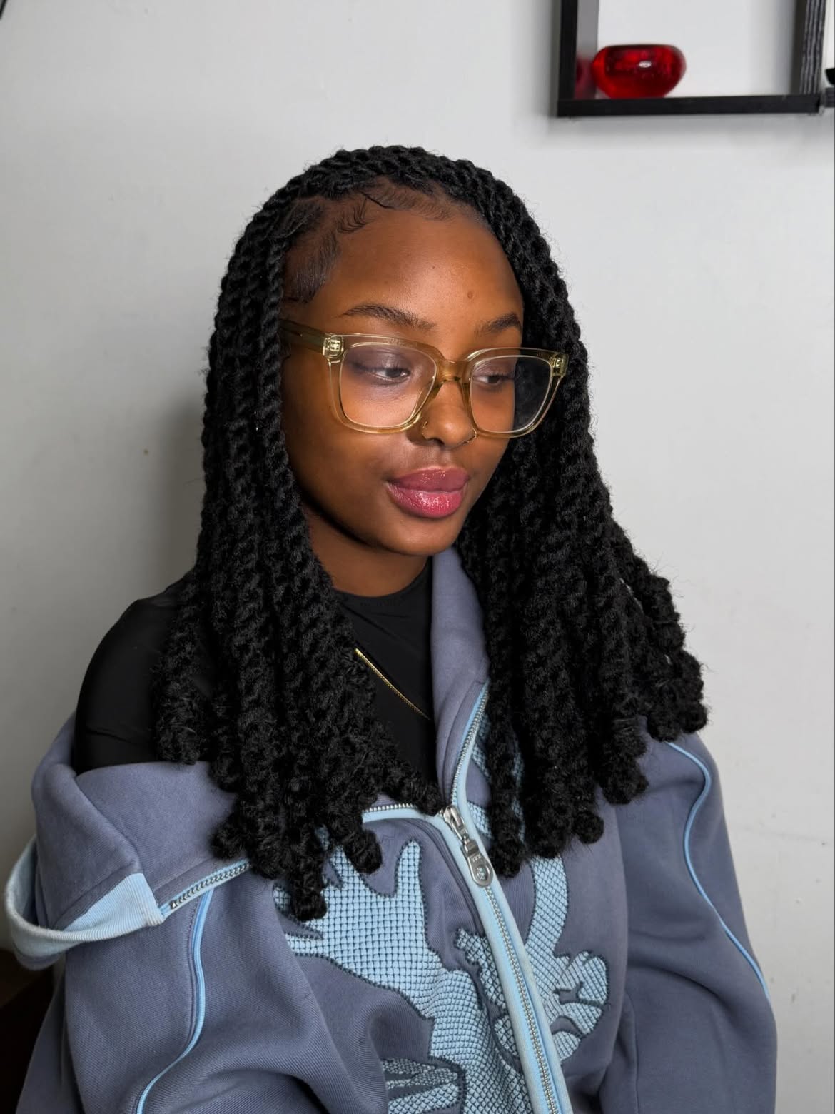 Textured Jumbo Twist Locs With Defined Edges