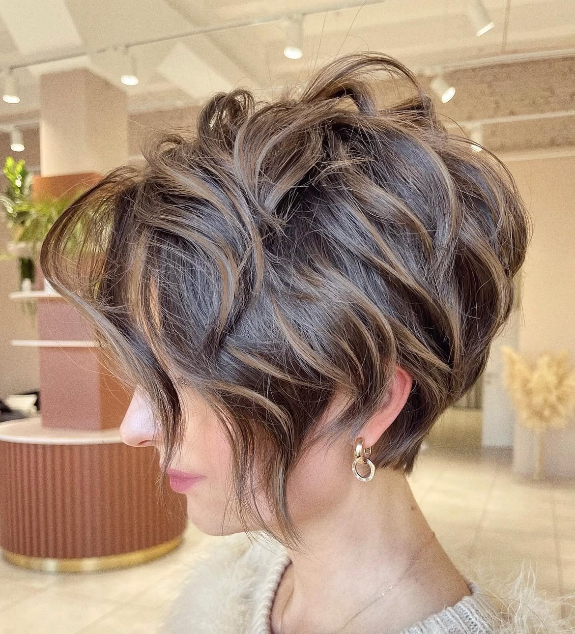 Textured Messy Pixie With Ash Blonde Highlights