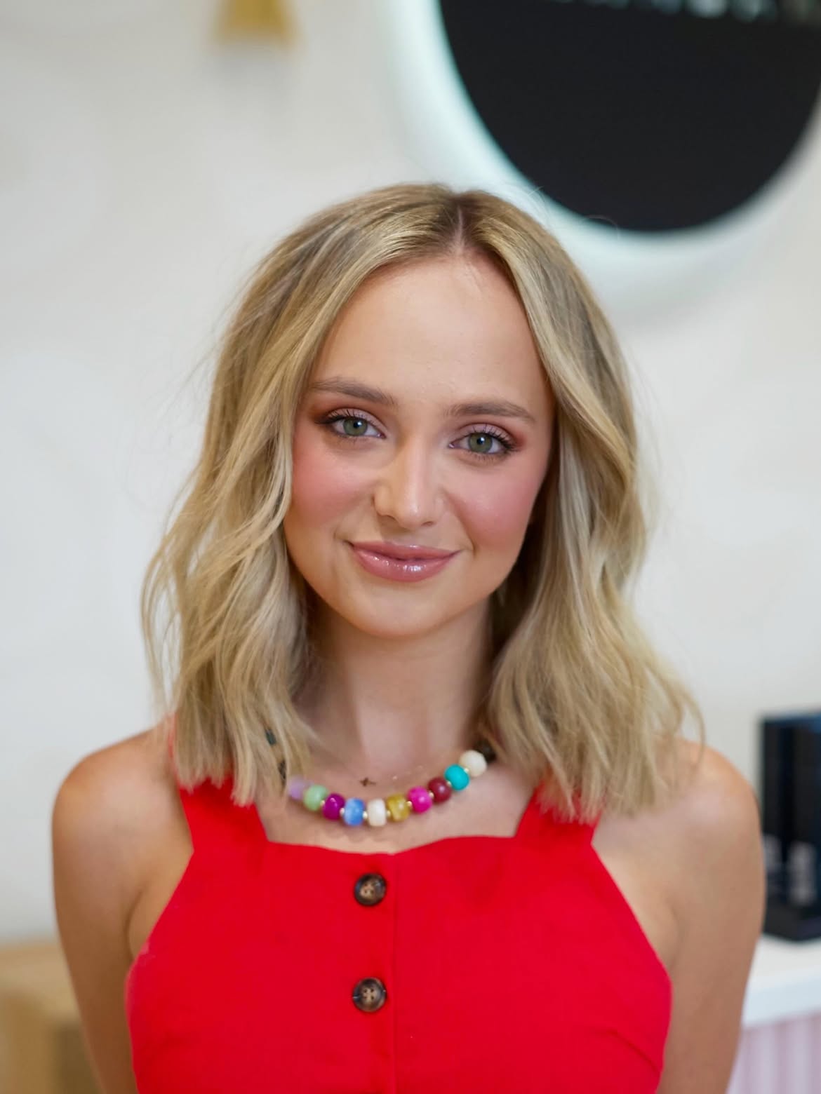Textured Shoulder Length Lob With Cool Blonde Highlights