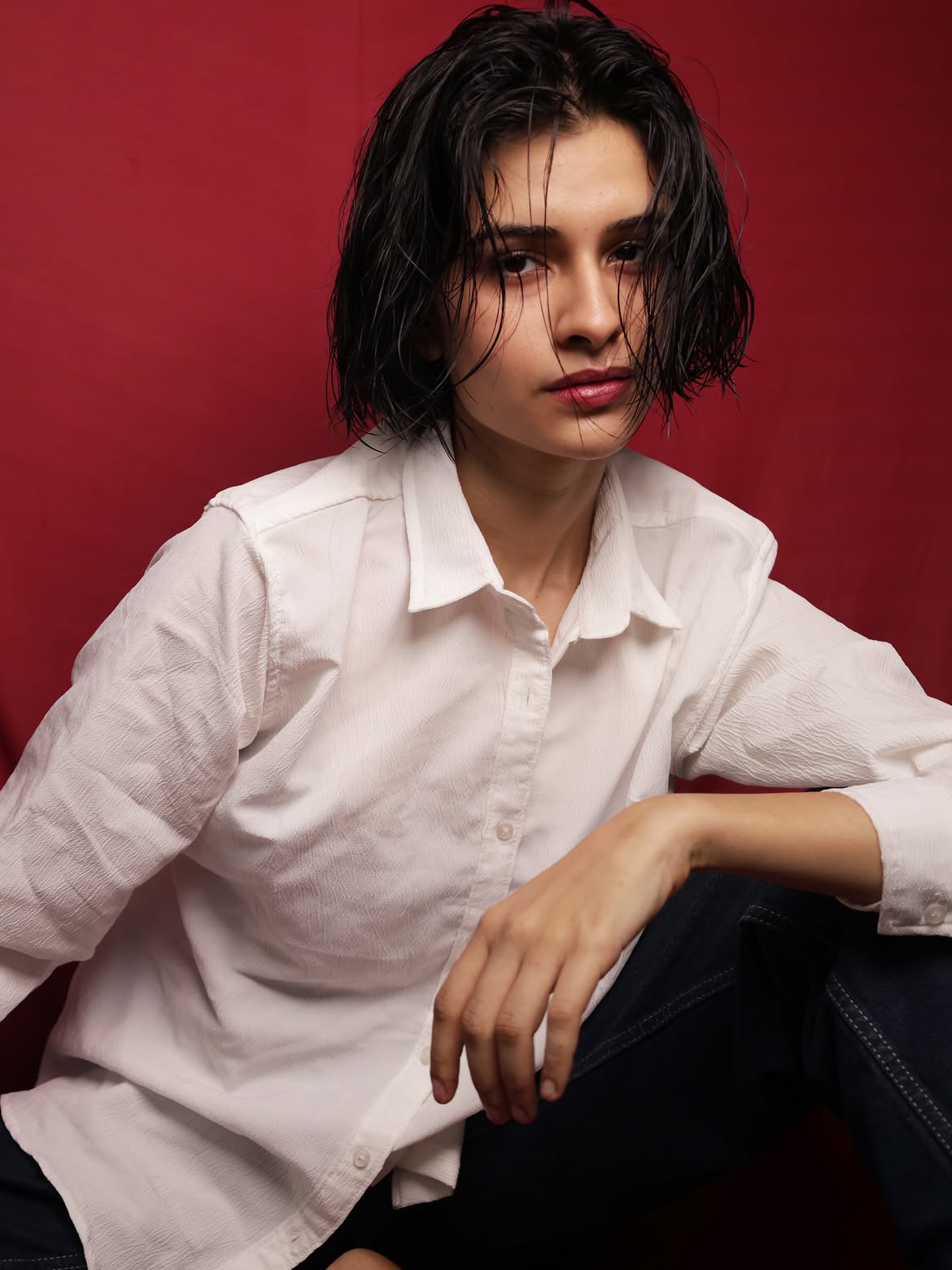Textured Wet Look Bob With Piecey Ends