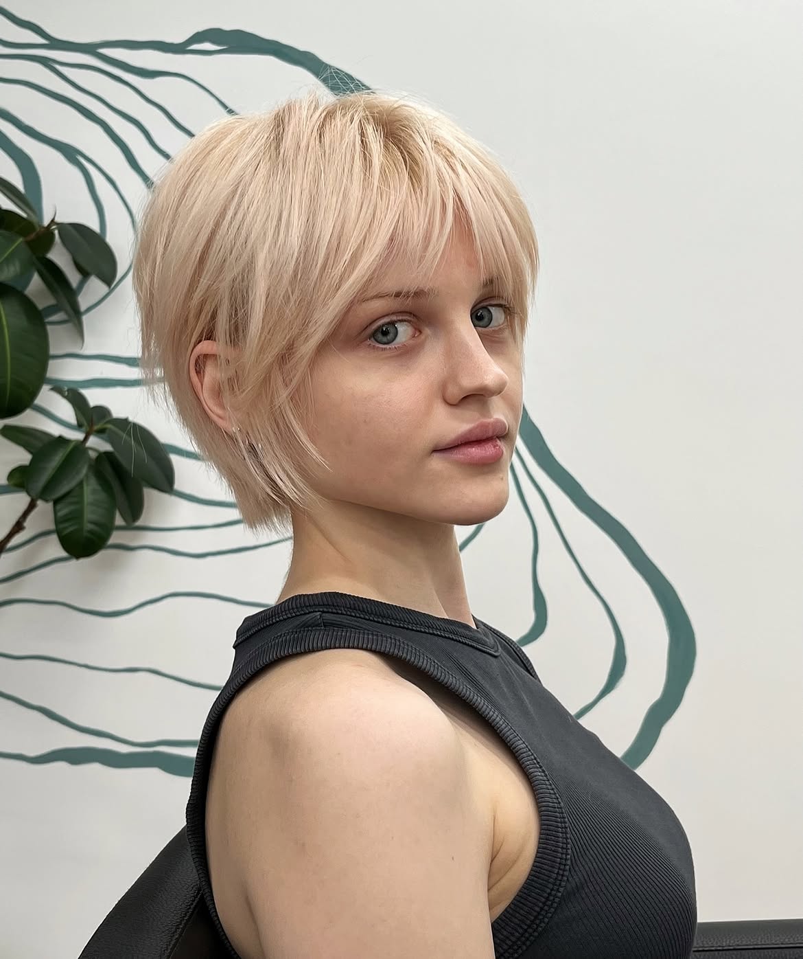 Tousled Strawberry Blonde Pixie With Wispy Bangs